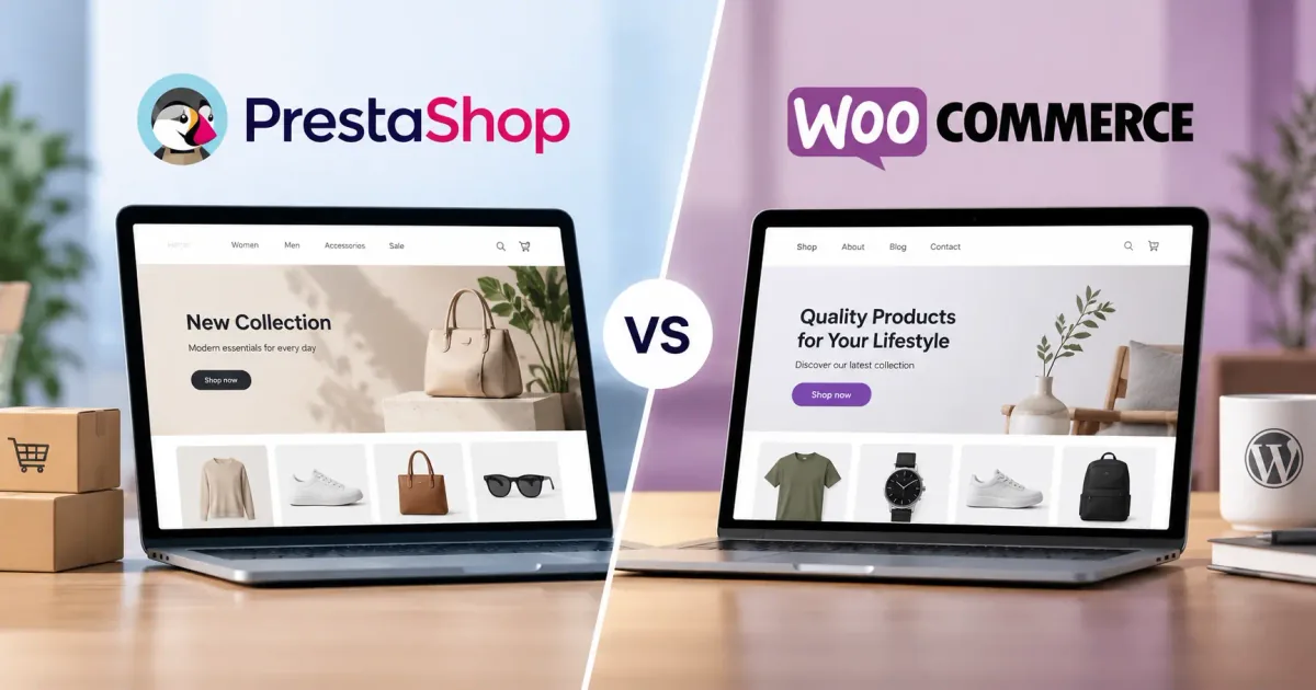PrestaShop and WooCommerce e-commerce platforms compared side by side